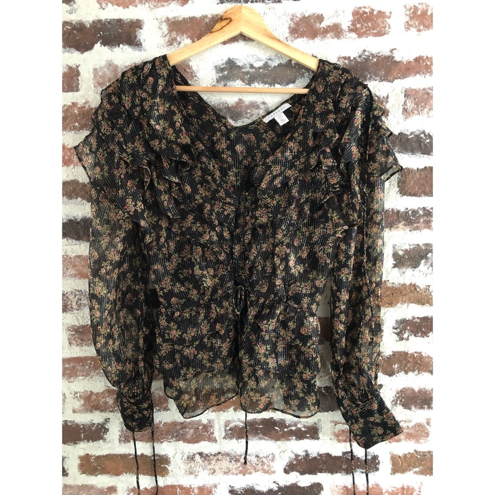 Topshop Black and Brown Floral Blouse